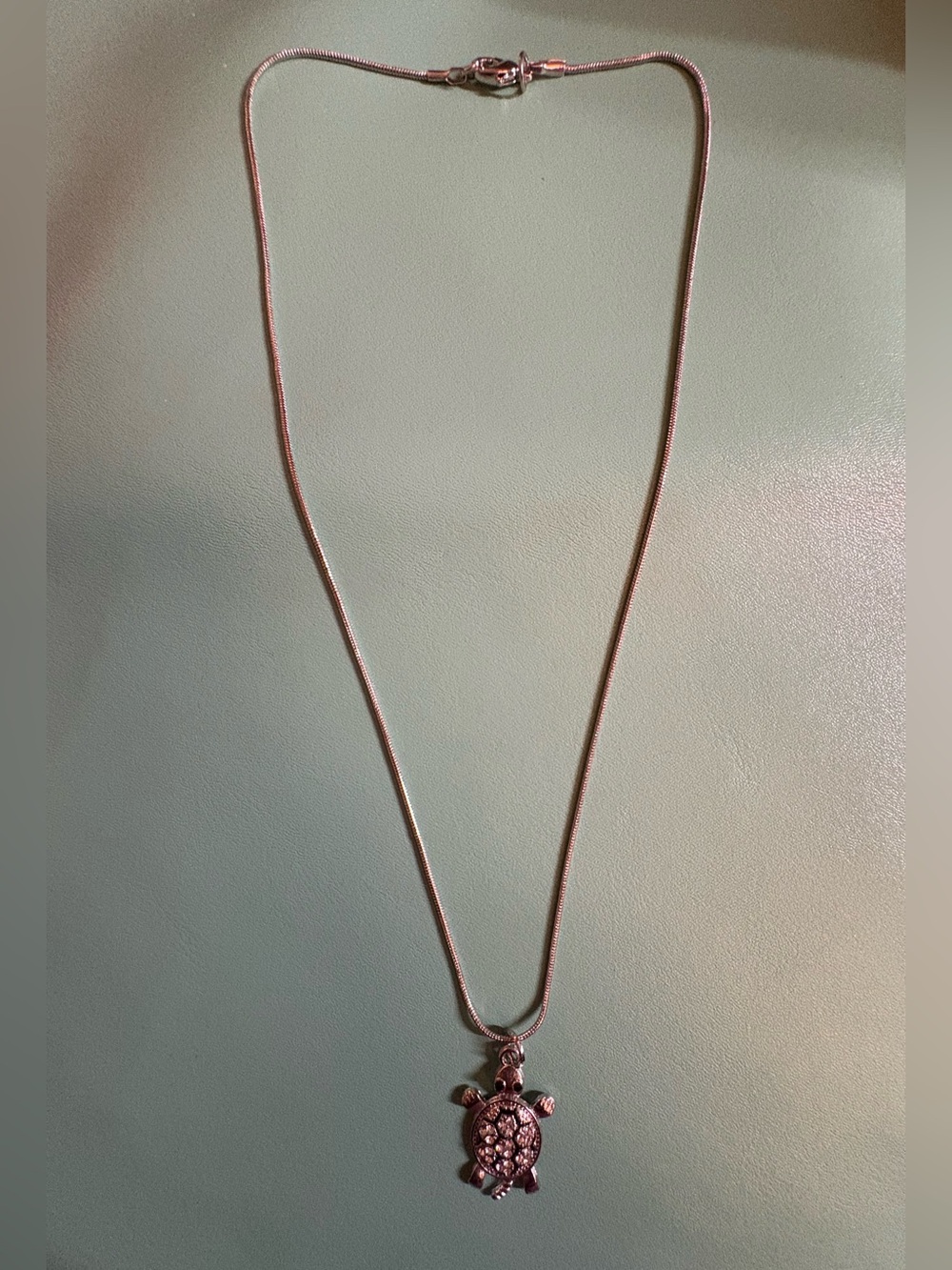 Silver Clear Crystal Accent Turtle Pendant Necklace - Women's Jewelry